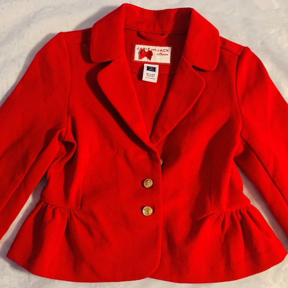 Janie and Jack 18-24 Months Red Button Coat